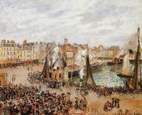 Pissarro, Camille - The Fishmarket, Dieppe, Grey Weather, Morning